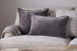 nkuku Dhara Velvet Cushion Cover - Textiles - Charcoal - 50 x 50 cm