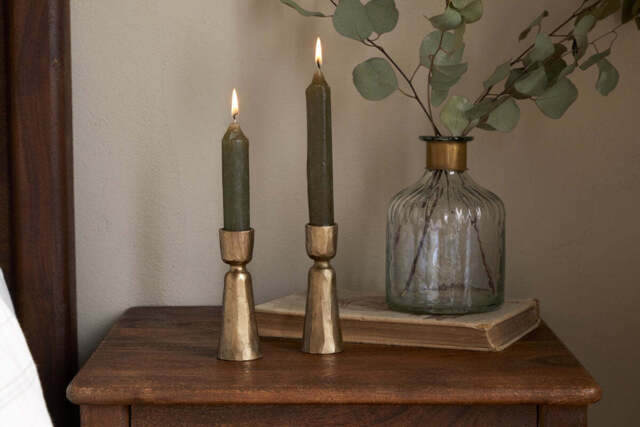 nkuku Lokoja Candle Holder Set Of 2 - Candles Holders & Lanterns - Antique Brass