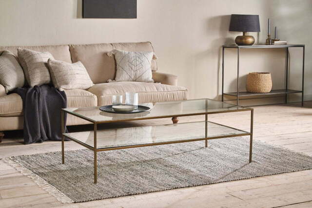 nkuku Nakuru Iron & Glass Coffee Table - Tables - One Size - Brass