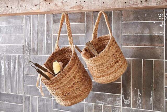 nkuku Chapad Hemp Wide Wall Hung Basket - Storage - Large - Natural