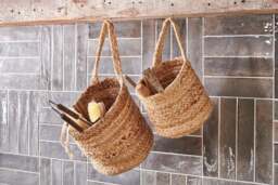 nkuku Chapad Hemp Wide Wall Hung Basket - Storage - Large - Natural