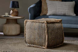 nkuku Bengaluru Jute Pouf - Chairs Stools & Benches - Natural & Black