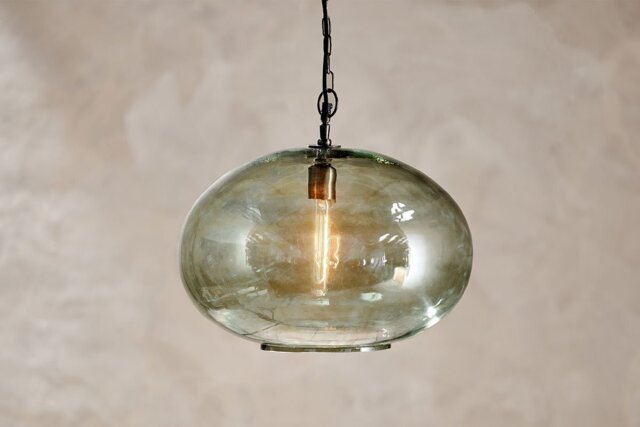 nkuku Otoro Recycled Glass Pendant Round - Lights - Large Round - Green Smoke