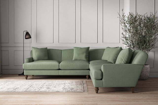 nkuku Deni Large Corner Sofa - Make To Order - Brera Linen Jade