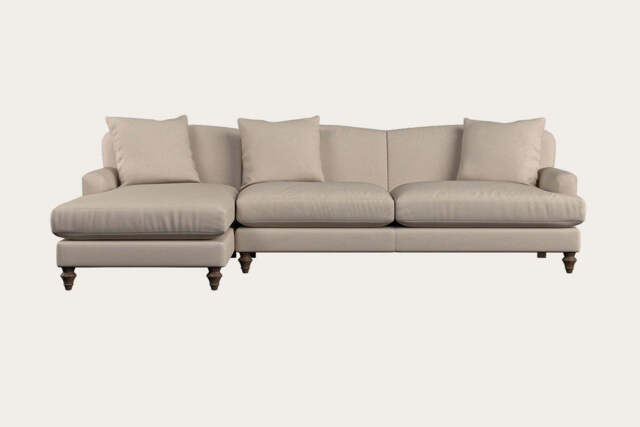nkuku Deni Left Hand Chaise Sofa - Make To Order - Grand - Recycled Cotton Natural