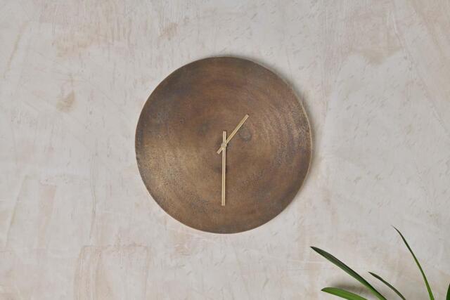 nkuku Okota Wall Hung Clock - Decorative Accessories - Small - Antique Brass