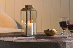 nkuku Maro Brass Lantern - Candles Holders & Lanterns - Tall - Antique Brass
