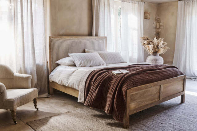 nkuku Sanja Stripe Bed - Bedroom Furniture - King - Natural