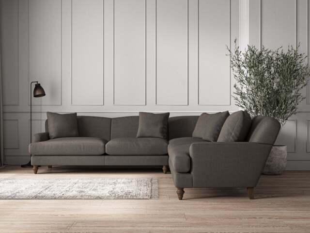 nkuku Deni Corner Sofa - Make To Order - Grand - Brera Linen Granite