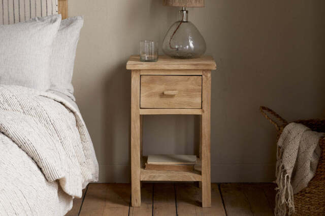 nkuku Vivan Grooved Bedside Table - Bedroom Furniture - One Size - Natural