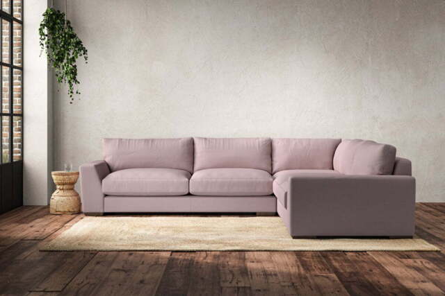 nkuku Guddu Right Hand Corner Sofa - Make To Order - Large - Recycled Cotton Lavender