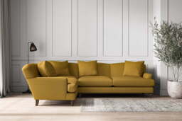 nkuku Deni Large Left Hand Corner Sofa - Make To Order - Recycled Cotton Ochre - No Colour