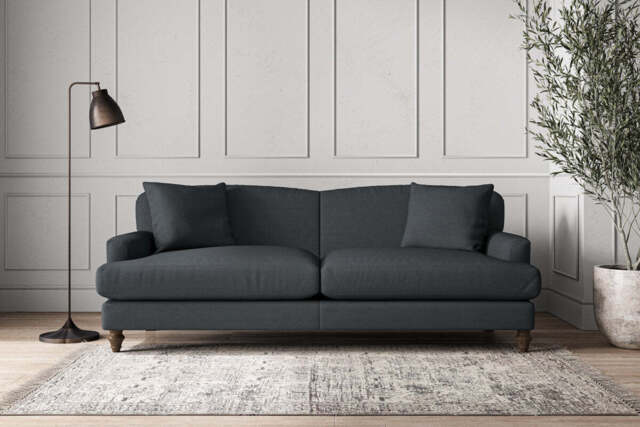 nkuku Deni Sofa - Make To Order - Grand - Recycled Cotton Thunder