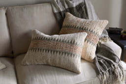 nkuku Zairya Jute & Cotton Cushion Cover - Textiles - Natural/Rust - 60 x 40 cm