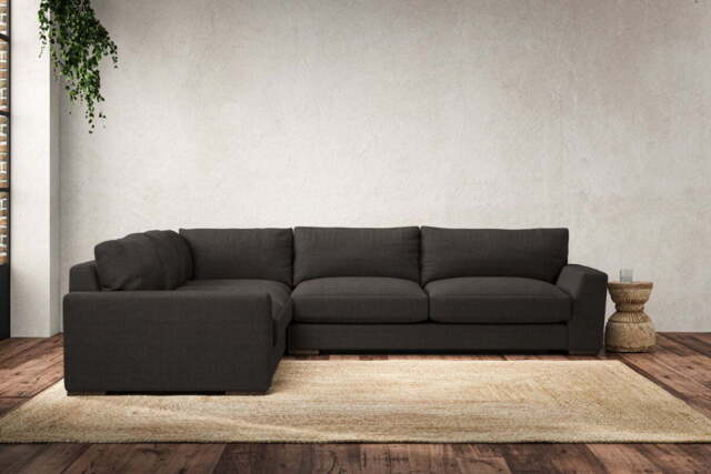 nkuku Guddu Left Hand Corner Sofa - Make To Order - Large - Brera Linen Espresso