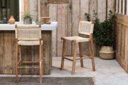 nkuku Madrisana Acacia & Rattan Bar Stool - Seating - One Size - Natural