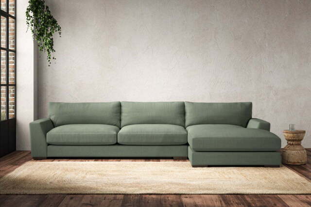 nkuku Guddu Right Hand Chaise Sofa - Make To Order - Grand - Brera Linen Jade