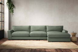 nkuku Guddu Right Hand Chaise Sofa - Make To Order - Grand - Brera Linen Jade