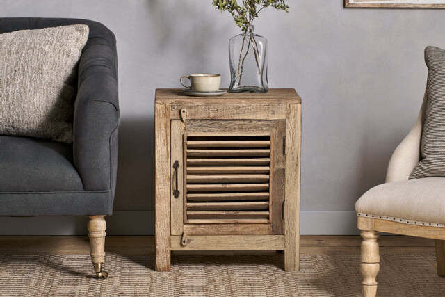 nkuku Ibo Reclaimed Wooden Slatted Cabinet – Natural - Storage Furniture - One Size