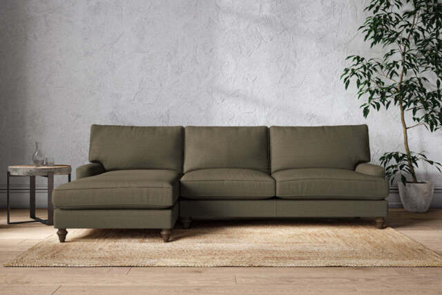 nkuku Marri Left Hand Chaise Sofa - Make To Order - Grand - Recycled Cotton Fatigue