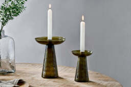 nkuku Avyn Recycled Glass Candle Holder - Candles Holders & Lanterns - Large - Forest Green