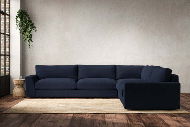 nkuku Guddu Right Hand Corner Sofa - Make To Order - Grand - Brera Linen Indigo