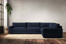 nkuku Guddu Right Hand Corner Sofa - Make To Order - Grand - Brera Linen Indigo
