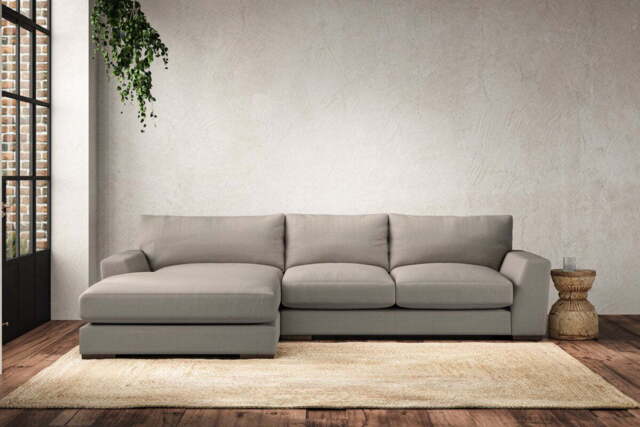 nkuku Guddu Left Hand Chaise Sofa - Make To Order - Medium - Recycled Cotton Flax