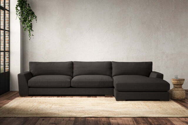 nkuku Guddu Right Hand Chaise Sofa - Make To Order - Grand - Brera Linen Espresso