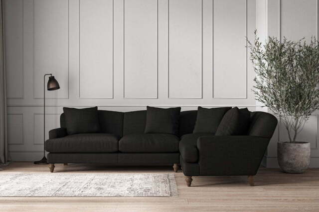 nkuku Deni Large Right Hand Corner Sofa - Make To Order - Brera Linen Charcoal - No Colour