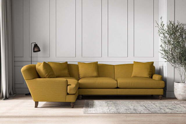 nkuku Deni Left Hand Corner Sofa - Make To Order - Grand - Recycled Cotton Ochre