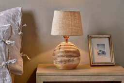 nkuku Drisana Mango Wood Bedside Table Lamp - Lamps - One Size - Natural