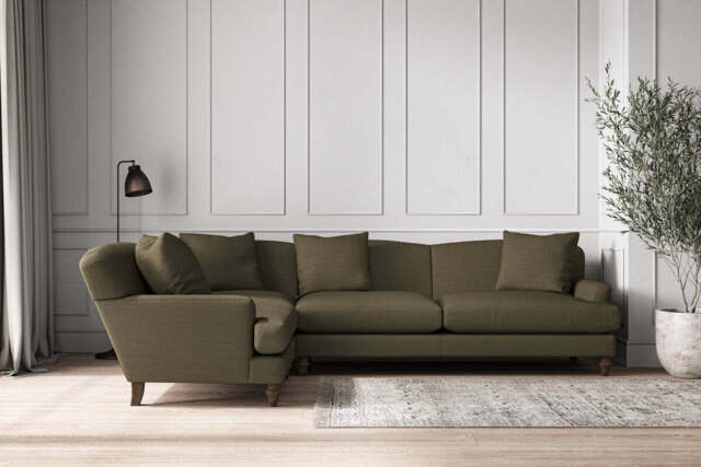 nkuku Deni Left Hand Corner Sofa - Make To Order - Grand - Recycled Cotton Fatigue