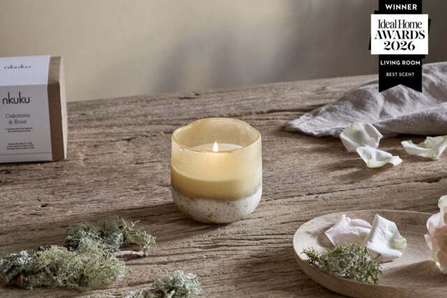 nkuku Oakmoss & Rose 1 Wick Scented Candle - Candles & Home Fragrance - Yellow