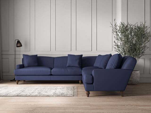 nkuku Deni Corner Sofa - Make To Order - Grand - Recycled Cotton Navy