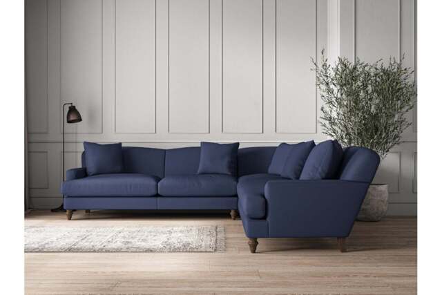 nkuku Deni Corner Sofa - Make To Order - Grand - Recycled Cotton Navy