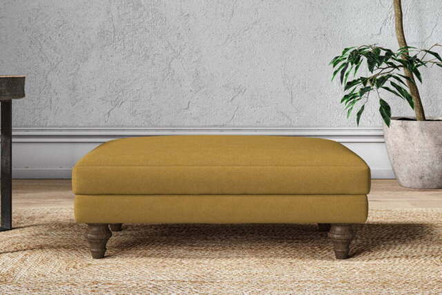 nkuku Marri Dining Footstool - Make To Order - Medium - Recycled Cotton Ochre