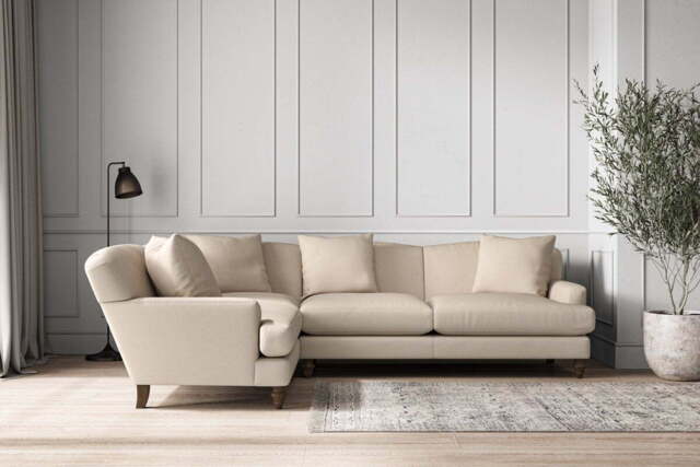 nkuku Deni Left Hand Corner Sofa - Make To Order - Large - Recycled Cotton Natural
