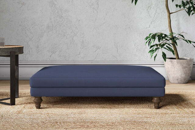 nkuku Marri Dining Footstool - Make To Order - Large - Recycled Cotton Navy