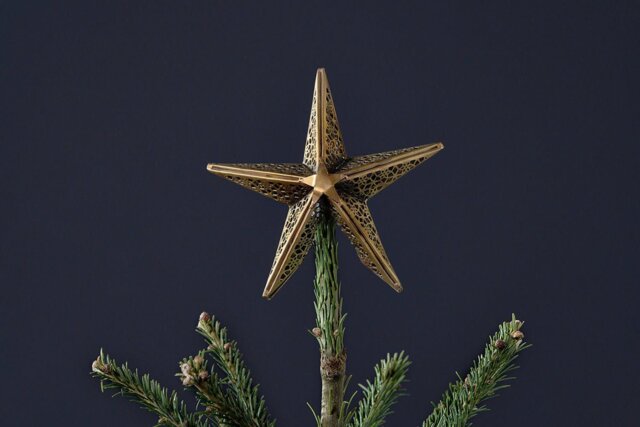 nkuku Bishakha Star Tree Topper - Christmas Decorations - One Size - Brass