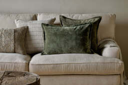 nkuku Pilani Velvet & Linen Cushion Cover - Textiles - Moss - 50 x 50 cm