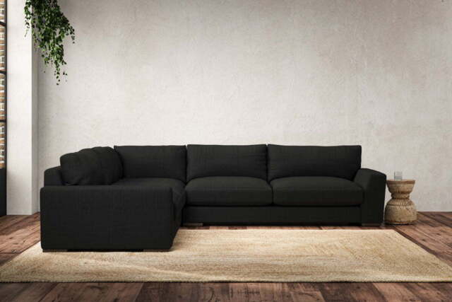 nkuku Guddu Large Left Hand Corner Sofa - Make To Order - Brera Linen Charcoal - No Colour