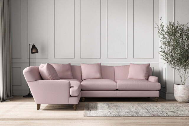 nkuku Deni Left Hand Corner Sofa - Make To Order - Large - Recycled Cotton Lavender