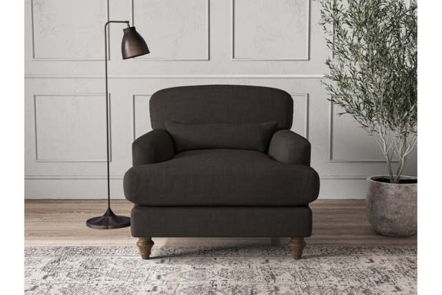 nkuku Deni Armchair - Make To Order - Brera Linen Espresso - No Colour