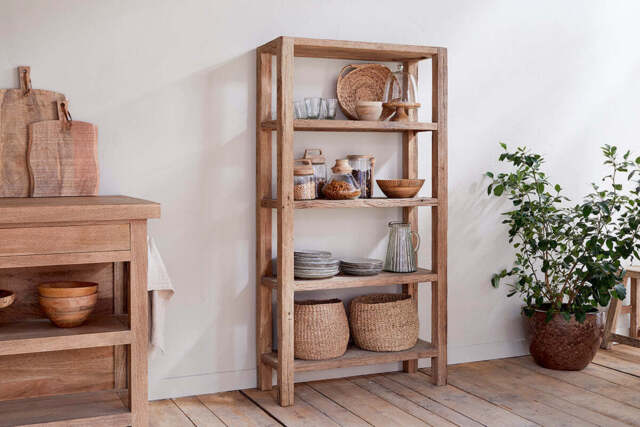 nkuku Ibo Reclaimed Wood Shelf - Storage Furniture - Wide - Natural