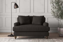 nkuku Deni Love Seat - Make To Order - Brera Linen Espresso - No Colour