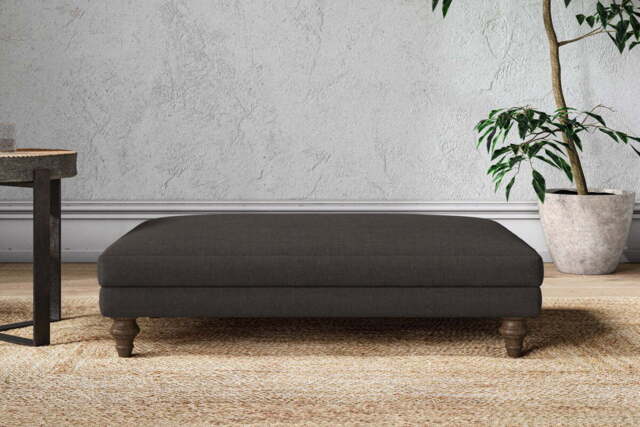 nkuku Marri Dining Footstool - Make To Order - Large - Brera Linen Espresso