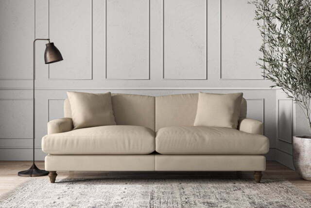 nkuku Deni Large Sofa - Make To Order - Recycled Cotton Stone - No Colour