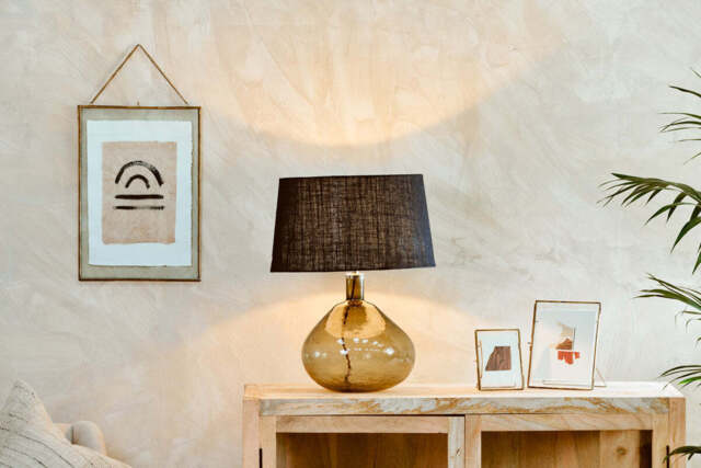 nkuku Baba Recycled Glass Lamp - Lamps - Large Wide - Green Smoke