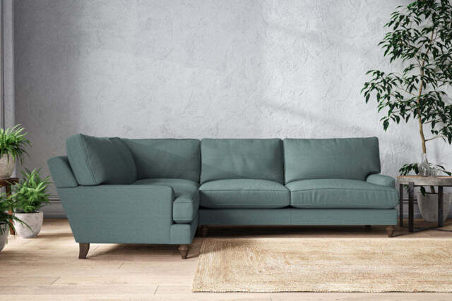 nkuku Marri Left Hand Corner Sofa - Make To Order - Grand - Recycled Cotton Airforce